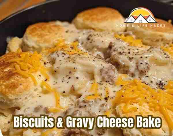 Biscuits & Gravy Cheese Bake Ingredients: - 1 can (16 oz) of refrigerated biscuits (or homemade bisc...