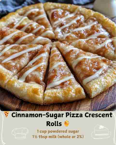 🍕 Cinnamon-Sugar Pizza Crescent Rolls 🍯 Ingredients: For the Base: 2 (8 oz) cans refrigerated cres...