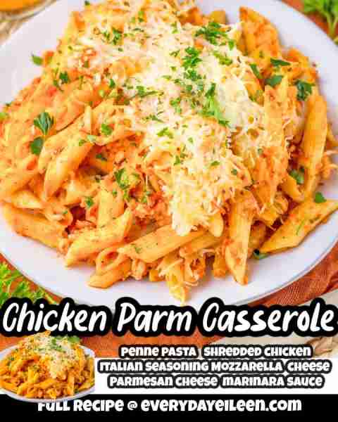 😍😍Everything we love in chicken parmesan in a pasta casserole.😀🥘 Recipe link in comments below👇👇
