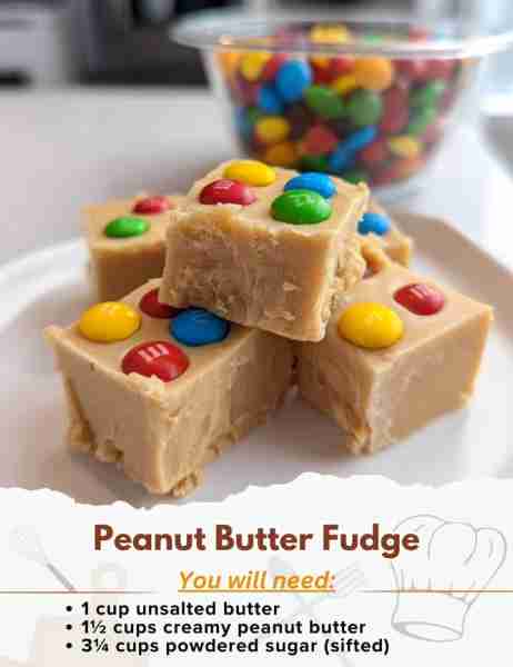Peanut Butter Fudge Ingredients: - 1 tablespoon water (for the 8×8 pan to help keep the parchment pa...