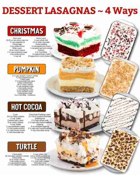 From cozy fall flavors to festive Christmas cheer, these 4 dessert lasagnas bring all the sweetness!...