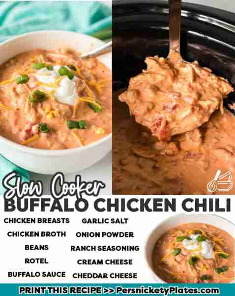 Slow Cooker Buffalo Chicken Chili - comforting, creamy, and just the right amount of heat 🔥🔥