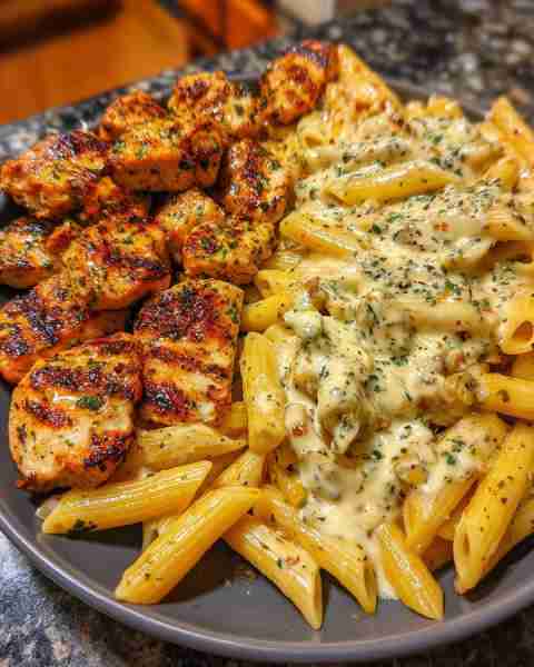 Cajun Garlic Chicken Penne in Velveeta Alfredo Cream Sauce Ingredients: 1 pound boneless, skinless c...