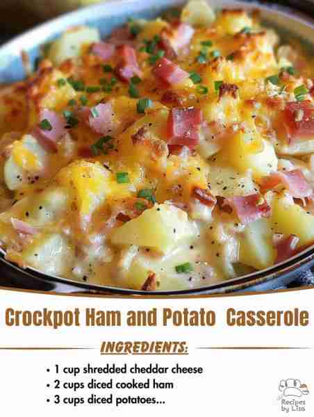 🍽️🥔 Crockpot Ham and Potato Casserole – Cheesy, Comforting & Effortless! 🥓🧀✨ 🛒 Ingredients: • 6...