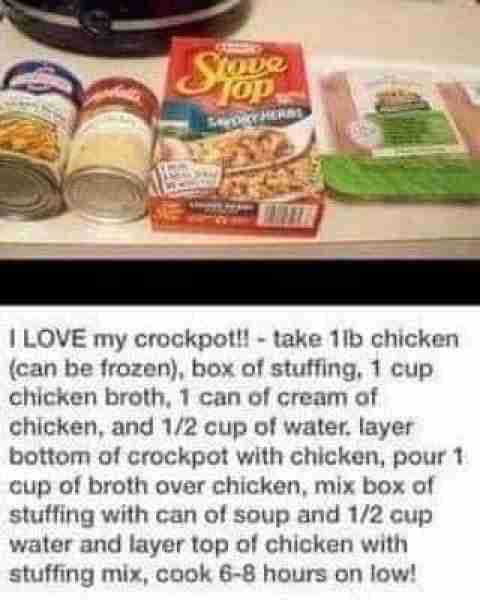 Crockpot Chicken & Stuffing ❤️ Get those crockpots going and save time in the evening in the kitchen...