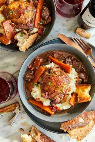 Instant Pot Coq Au Vin - Oh-so-perfect silky-tender chicken and veggies cooked in a red wine sauce i...