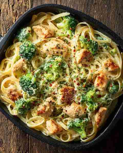 This smelled like Sunday dinner —Creamy Chicken Broccoli Alfredo Pasta