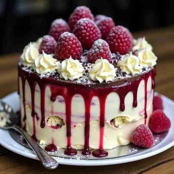 ### Raspberry Chocolate Drip Cake #### Ingredients - 1 3/4 cups all-purpose flour - 3/4 cup cocoa po...