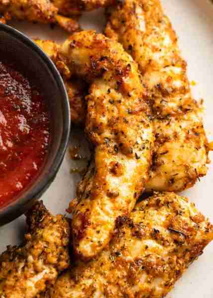 These keto-friendly Air Fryer Chicken Tenderloins are juicy on the inside and have a crispy parmesan...