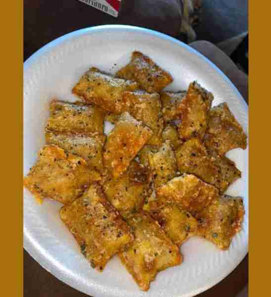 Parmesan garlic pizza rolls Cook pizza rolls how u like (i use air fryer) Then melt butter and mince...