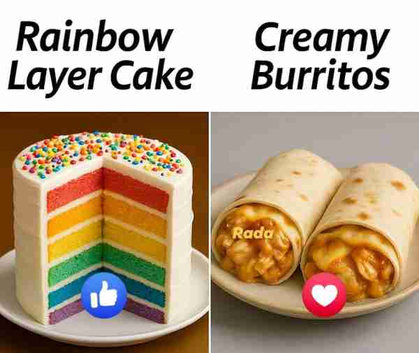 🌈🍰 Rainbow Layer Cake Rainbow layer cake is a vibrant dessert with multiple colorful sponge layers...
