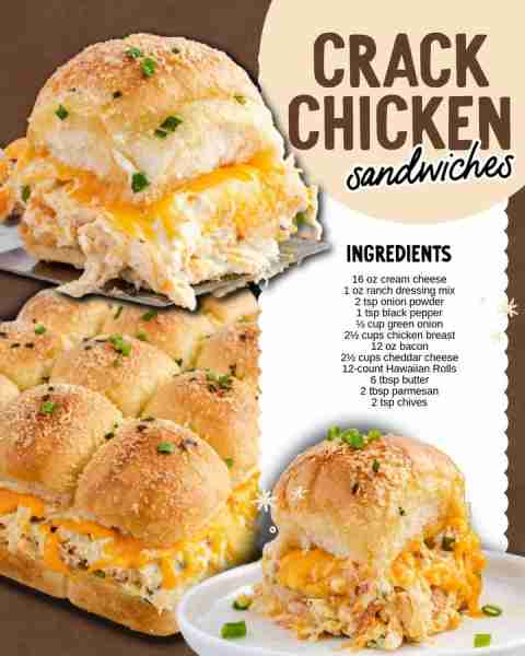 Game day, weeknight, or party—Crack Chicken Sandwiches always score big. 🏈🙌 Ingredients 16 ounces...