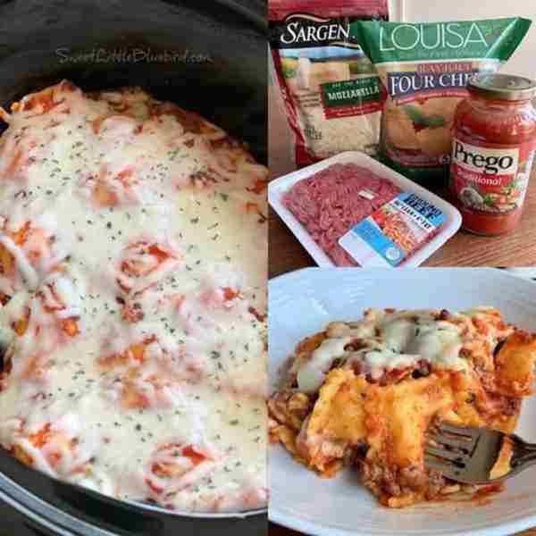 Slow Cooker Ravioli Lasagna! 💖 A crowd favorite meal everyone loves, including the pickiest eaters!...
