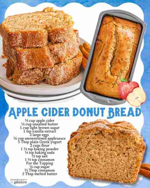 Apple Cider Donut Quick Bread 🍏🍎 tastes like fall in every bite! ½ cup apple cider ½ cup unsalted...