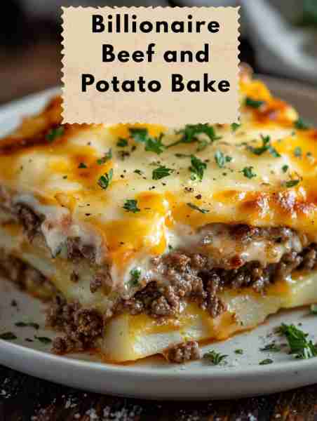 Billionaire Beef and Potato Bake Ingredients: - 1 lb ground beef - 1 onion, diced - 2 cloves garlic,...