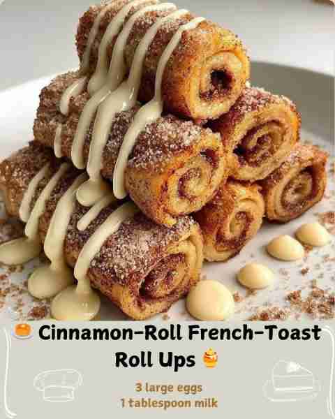 🥞 Cinnamon-Roll French-Toast Roll Ups 🍯 Ingredients 10 slices sandwich bread (white or whole wheat...