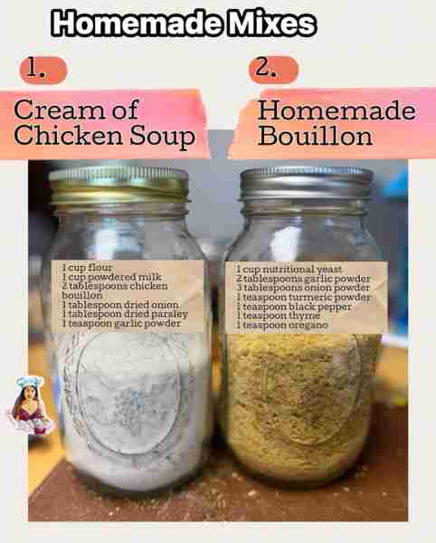DiY- Homemade Mix Homemade Bouillon and Cream of Chicken Soup Mix I love making homemade seasoning a...