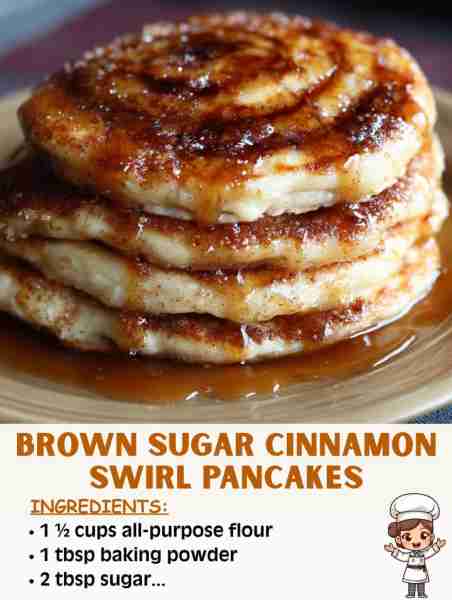 🥞 Brown Sugar Cinnamon Swirl Pancakes 🛒 Ingredients For Pancakes: 1 ½ cups all-purpose flour 2 tbs...