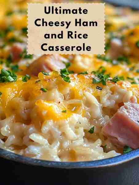 Ultimate Cheesy Ham and Rice Casserole Ingredients: - 2 cups cooked ham, diced - 2 cups cooked rice...