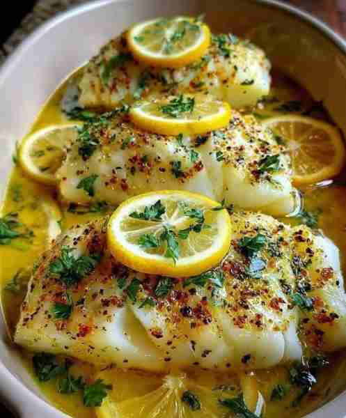 Here's a delicious recipe for Baked Lemon-Garlic Cod with Butter Sauce! ### Baked Lemon-Garlic Cod w...