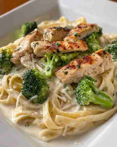 The kind you never forget —Creamy Chicken Alfredo with Broccoli & Fettuccine 🥦🥰