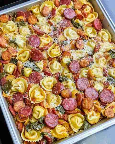 Sheet Pan Tortellini and Kielbasa Ingredients 1 pound (450g) refrigerated cheese tortellini 14 ounce...