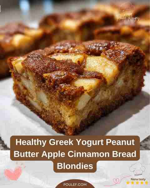 Healthy Greek Yogurt Peanut Butter Apple Cinnamon Bread Blondies Ingredients: 1/2 cup peanut butter...