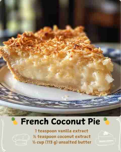 🍍 French Coconut Pie 🍍 Ingredients (For a 9-inch pie, yields about 8 slices) 3 large eggs, at room...