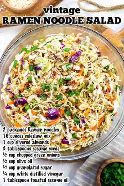 This Asian Ramen Salad recipe is a crunchy cold salad with a sweet and tangy homemade dressing, load...