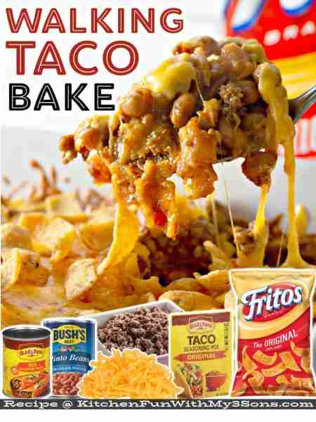 This WALKING TACO BAKE is the absolute BEST and so Easy to make! Perfect for Cinco de Mayo! **ingred...