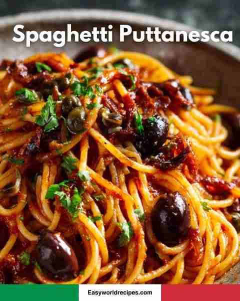 Spaghetti Puttanesca — bold Italian recipe below 🍝🍅