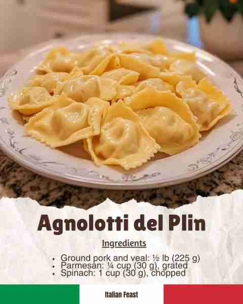 🥟 Agnolotti del Plin Agnolotti del Plin are small stuffed pasta parcels from Piedmont, filled with...