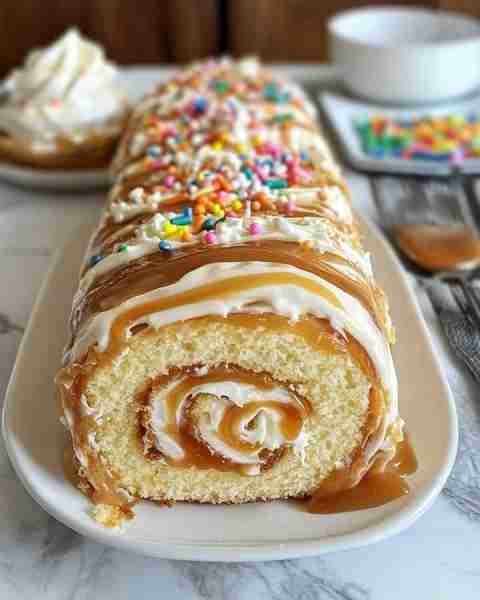 Caramel Swirl Birthday Cake Ingredients For the cake: 2 ½ cups all-purpose flour 2 ½ tsp baking powd...
