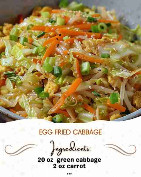 Egg Fried Cabbage Ingredients: 20 oz (600 g) green cabbage (spring cabbage is best), finely shredded...