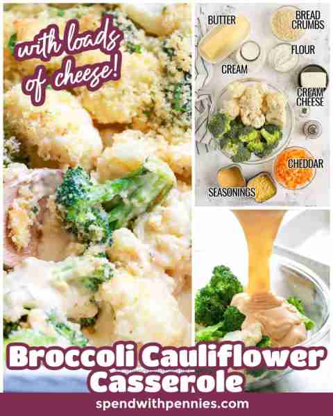Comment RECIPE to get the recipe! This five-star cheesy Broccoli Cauliflower Casserole is really eas...