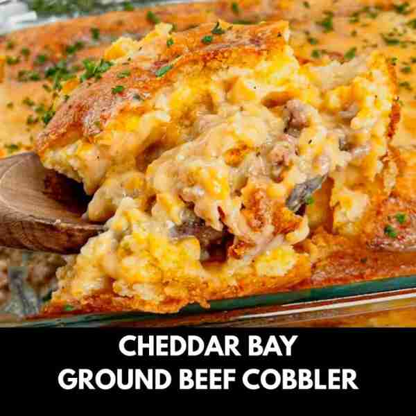 Cheddar Bay Ground Beef Cobbler is a hearty casserole recipe with a creamy and cheesy ground beef ba...