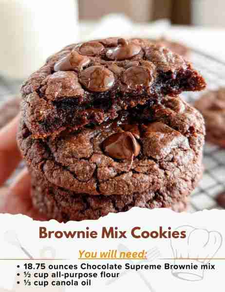 Brownie Mix Cookies Ingredients: - 18.75 ounces Chocolate Supreme Brownie mix, Ghirardelli brand wit...