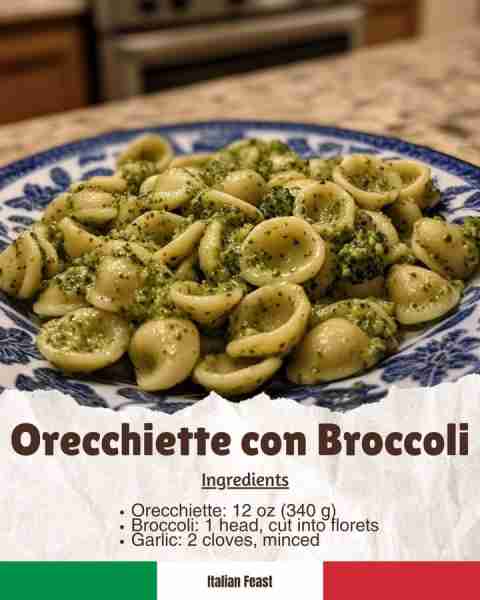 🥦 Orecchiette con Broccoli Orecchiette con Broccoli is a classic dish from Puglia, where small “ear...