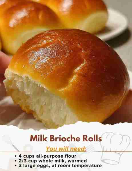Milk Brioche Rolls Ingredients: - 4 cups all-purpose flour - 1/3 cup granulated sugar - 1 teaspoon s...