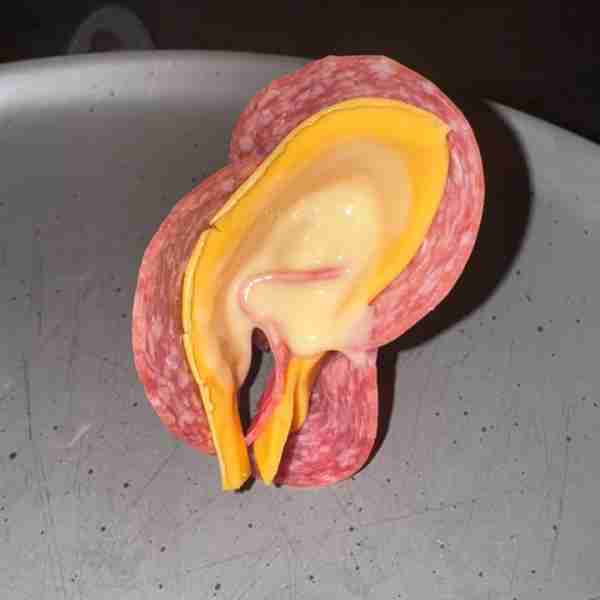 Salami, Cheeze And Slalad Cream Roll Up So It Is… Meaty And Moist All At Once So It Was by Paul M