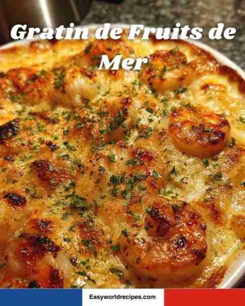 🦐🧀 Gratin de Fruits de Mer A rich seafood gratin with shrimp, scallops, and fish baked in a creamy...