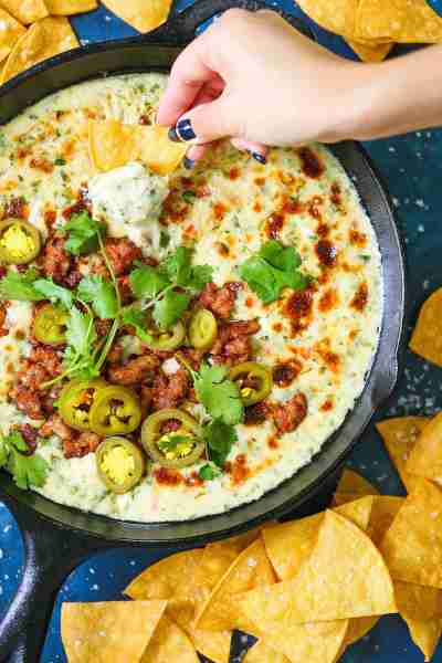 Creamy Chorizo Queso Dip - The CREAMIEST, most velvety queso EVER! Serve with tortilla chips and ext...