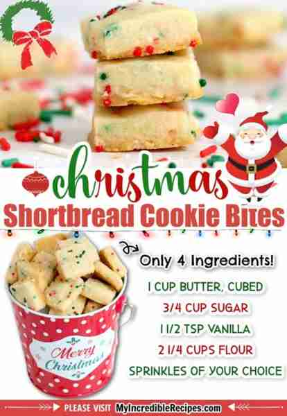 Classic Christmas Shortbread Cookie Bites! 💚⛄️ All ages Just Love them! Only 4 ingredients! RECIPE...