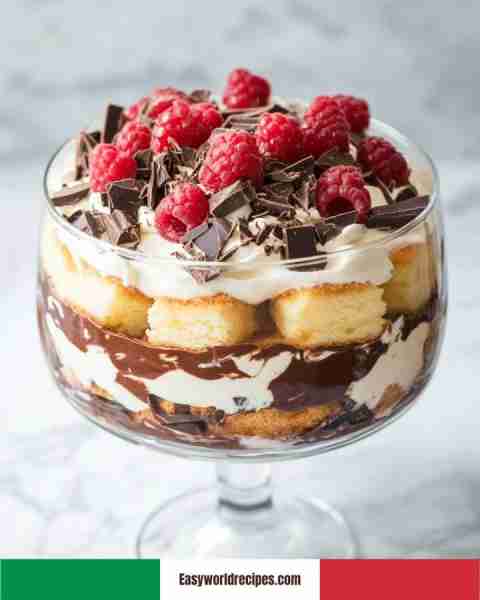 🍫🍓 Chocolate & Raspberry Trifle This Italian-inspired trifle combines layers of sponge cake, choco...