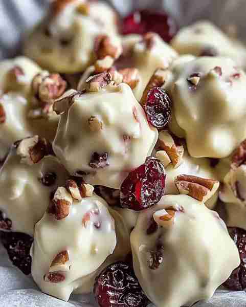 White Chocolate Cranberry Pecan Clusters you’ll need: 1 ½ cups white chocolate, melted ¾ cup dried c...
