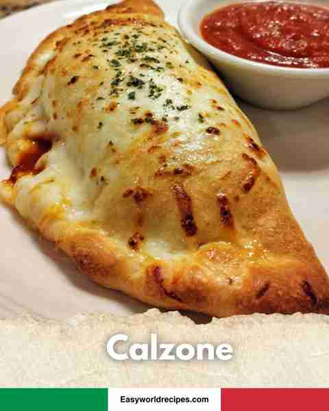 🍕 Calzone Golden baked, stuffed with gooey cheese & sauce. Served with marinara for dipping. What u...