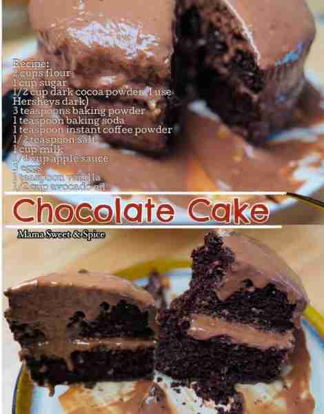 Super Moist - Homemade Chocolate Cake Recipe: 2 cups flour 1 cup sugar 1/2 cup dark cocoa powder (I...