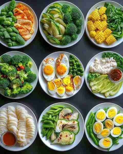 🍽️ 9 Healthy and Colorful Plate Ideas 🥗🍳 1. Grilled Chicken & Snap Peas Plate 🍗🟢 Ingredients: Gr...