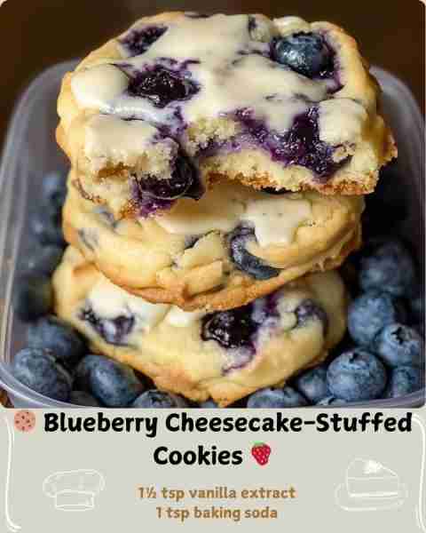 🍪 Blueberry Cheesecake-Stuffed Cookies 🍓 Ingredients For the Cookie Dough 225 g (1 cup) unsalted b...