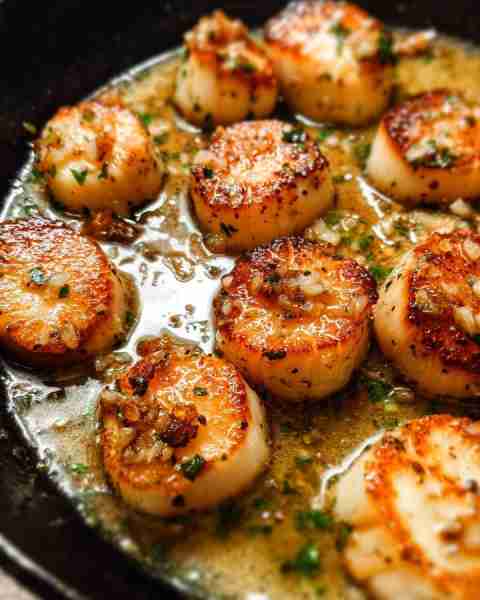 The Best Seared Scallops Ingredients 1½ lbs sea scallops Salt and pepper 1 tablespoon butter ½ table...